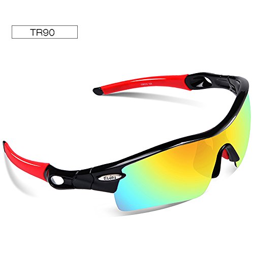 Ewin E12 Polarisierte Sport Sonnenbrille mit 4 austauschbaren für Herren Damen Golf Radfahren Fahren Angeln Laufen Brillen, TR90 unzerbrechlich Rahmen, Anti-Fog, wasserdicht Objektiv