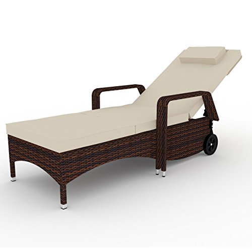 Polyrattan Sonnenliege Gartenliege Gartenmöbel Rattanmöbel inkl. Kissen und Auflage 210 x 80 x 33 cm Braun - 3
