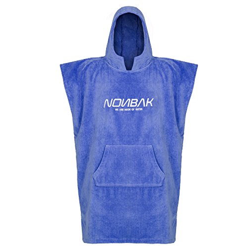 Nonbak poncho con capucha y bolsillo deportes acuáticos color azul grosor 400grs (Small/Medium)