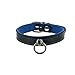 Produktbild SiaLinda: Halsband echtes Elch Leder Ring 20mm breit. zweifarbig, schwarz / blau, Leder Halsband O-Ring. Halsband SM Gothic Punk BDSM Choker. Sehr bequem, da gepolstert & 100% Echtleder. Geschenkverpackung. Handarbeit. Topqualität!
