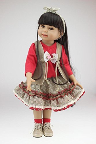 Nicery Charmant Fille Jouet Reborn Poupée Haute Doux Vinyle 18inch 45cm Lifelike mobile Sourire robe rouge Princesse Reborn Baby Doll