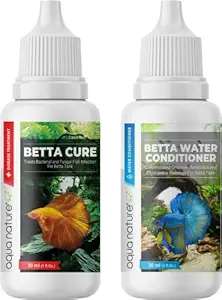 AquaNature Special Combo Betta Water Conditioner & Betta Cure - Concentrated Chlorine,Ammonia and Chloramine Remover & Treats Bacterial & Fungal Infection for Betta Fish Tank 30ml Each