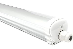 HOFTRONIC - 1x Regleta LED 120 cm - IP65 impermeable - 36W 4320 Lumens - 6500K Blanco frío - Conectable - IK07 - Fluorescente led - lámpara de sótano - led lineal - LED lámpara para cuartos húmedos