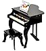 Produktbild ts-ideen Kinder Klavier Flügel aus Holz Schwarz Mini Piano +Hocker Stuhl