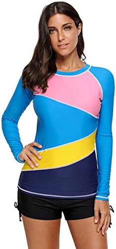 Foryingni Women's Long Sleeve Rash Guard Plus Size Swimsuit Athletic Top 3XL Multi2