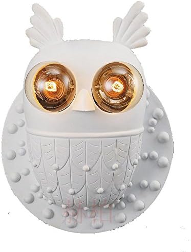 Owl wall lamp, Nordic creative personality lights bedside, bedroom children's room lights aisle corridor living room hotel coffee resin wall lamp table lamp white