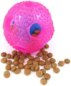 Interactive Dog toys ball IQ treat ball Dog food dispenser,for small/medium/Large dogs,Dog Puzzle slow feeder Made by Nontoxic Themoplastic Rubber(More Tough/Durable/Indestructible) (Red)