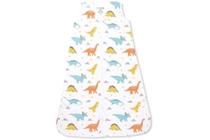 MAMA CHEETAH Baby Sleeping Bag 1.0 TOG, Écharpe organique en coton pour bébés et enfants, Transition vers une couverture, Couverture toute l'année pour nouveau-nés et enfants jusqu'à 2 ans, Dinosaure