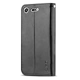 Xperia XZ Premium Hülle, J&D [Handytasche mit Standfuß] [Slim Fit] Robust Stoßfest Aufklappbar Tasche Hülle für Sony Xperia XZ Premium - Schwarz - 