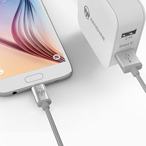 Wanshine 3.3ft Nylon Braided Tangle-Free Micro USB Cable for Android, Samsung, HTC, Nokia, Sony and More(Silver) - 2