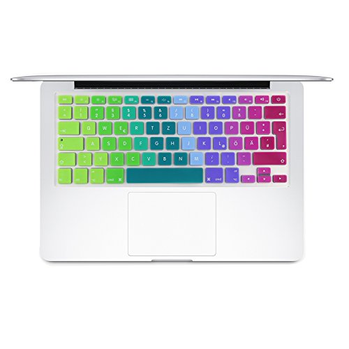 i-Buy QWERTZ Silikon Tastaturschutz für MacBook Air Pro 13" 15"(No Touch Bar)- Regenbogen
