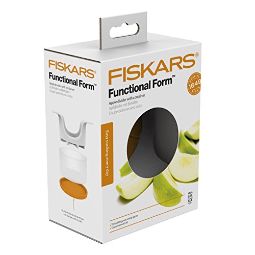 Fiskars Apfelteiler mit Behälter, 16,4 x 12,7 x 7,8 cm, Kunststoff/Stahl, Functional Form, Weiß/Orange, 1016132 - 7
