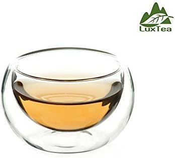 Luxtea Double-walled Borosilicate Teacup Glass Heat-resisting Tea Cup Hold 2 Oz,set of 10 (Teacup10pcs) by Luxtea