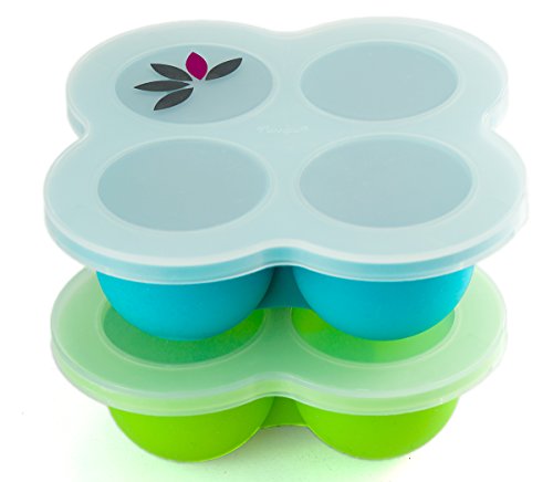 divata FRIERies, 2er Set – Gefrierform, Eiswürfelform mit Deckel zum Einfrieren und Aufbewahren von Babynahrung – frozen Smoothies, Eis, Muttermilch, Babybrei einfrieren – ideal für wiederverwendbare Quetschbeutel. BPA frei - 3
