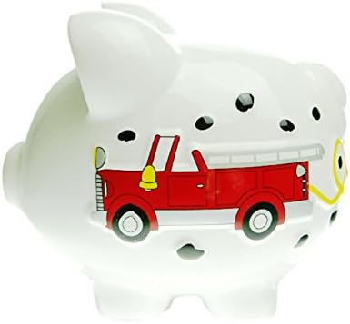 Extra Large Piggy Bank Money Box with Red Fire Engine Design