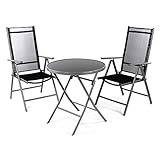 balkonset rattan poco Das Gestell der Sitzgruppe besteht sowohl beim Hochlehner als auch beim Gartentisch aus grau lackiertem Stahl bzw. Aluminium. Die Bespannung der Stühle besteht aus Textilene, einem Kunststoff-Gewebe, welches reißfest ist, leicht und keiner Pflege bedarf