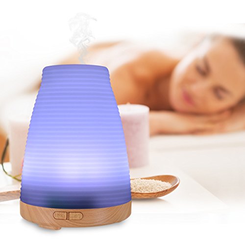 Aroma Diffuser Öl Duftzerstäuber Luftbefeuchter, ELEGIANT 100ML Mini Multifunktion Ultraschall Humidifier Aromatherapie Duft Diffuser Öl Diffusor Ultrasonic Aromatherapy Spray Dust +Stimmungslicht Nachtlicht mit 7 LED Farbwechsel verschiedenfarbigem Licht Night Light Mute Colorful Lamp Light Atomization Nano-Atomization Technology sicher und leise Höhe 14cm für Schlafzimmer Kinderzimmer Wohnzimmer Schreibtisch Büro Konferenzraum Babies kinder Beauty-Salon Spa Yoga usw - 5