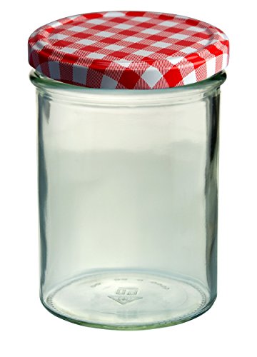 12er Set Sturzglas 435 ml Marmeladenglas Einmachglas Einweckglas To 82 rot karrierter Deckel - 2