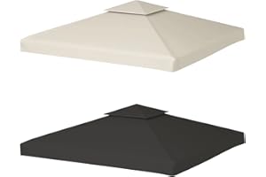 Fiqops Techo de repuesto para pabellón de 3 x 3 m, techo doble, resistente al agua, beige, lona de techo para chimenea, tienda de fiesta, funda de repuesto