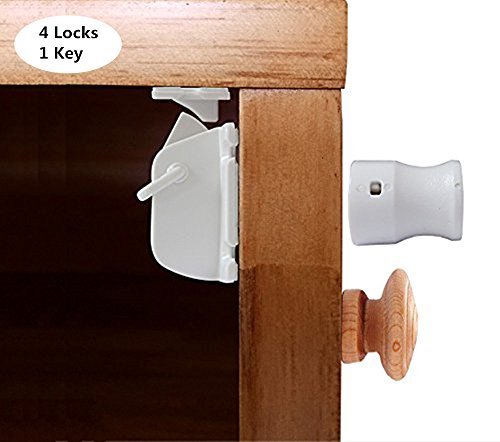 Uni Best Bébé Sécurité Magnétique Cabinet Serrure de Hurrise Verrous de Sécurité pour Enfant Proofing Caché Placard Tiroir Système de Verrouillage sans Perçage et Vis (4 locks+1 key)