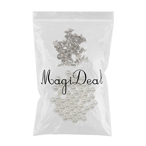 MagiDeal 50 Stück Perlen Nieten Ziernieten Knöpfe zum Nähen Leder Handwerk Tasche – wie bild, 6mm - 2