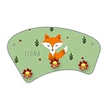 Wand-Garderobe mit Namen Fiona und schönem Motiv mit Fuchs im Aquarell-Stil zur Einschulung für Mädchen - Garderobe für Kinder - Wandgarderobe