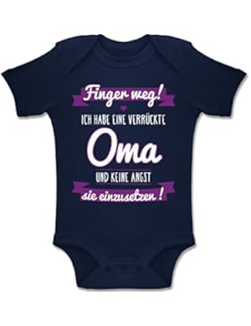 Shirtracer Sprüche Baby - Ich habe eine verrückte Oma Lila - Baby Body kurzarm Jungen Mädchen