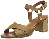  Tommy Hilfiger Damen ELEVATED LEATHER HEELED SANDAL Plateausandalen, Braun (Summer Cognac 929), 37 EU