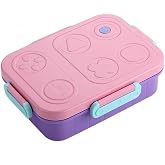 Renkli Desenli Beslenme Kutusu - 830 ml 3 B&ouml;lmeli &Ccedil;ocuk Beslenme Kabı PP (Pembe)