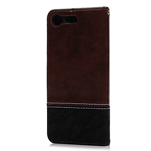 Sony Xperia XZ Premium Hardcase Sony Xperia XZ Premium Flip Hülle YOKIRIN Premium Stitching PU Leder Schutzhülle TPU Innenschale Wallet Case Brieftasche Flipcase Klapptasche Portemonnaie Handyhülle mit Karteneinschub Standfunktion und Magnetverschluß Crazy Horse Spitze Schwarz-Braun - 3