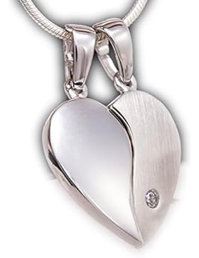 ASS 925 Silber Doppelanhänger Herz geteilt glanz/matt Partneranhänger Gravurplatte mit Wunschgravur