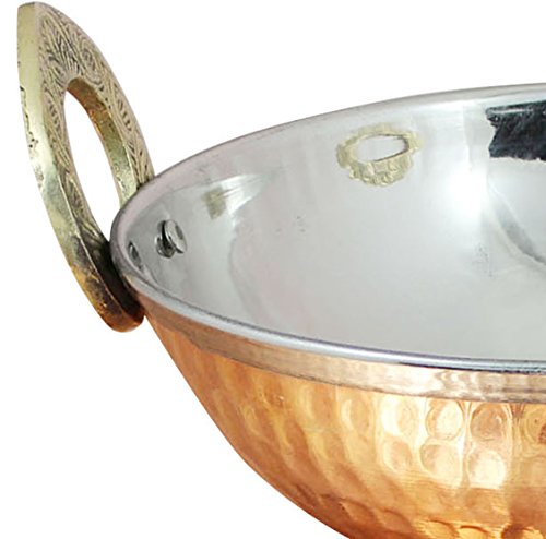 4er Set, Edelstahl Gehämmert Kupfer Serviergeschirr Zubehör Karahi Pfanne Schüsseln für Indisches Essen, Durchmesser 13 Cm - 2