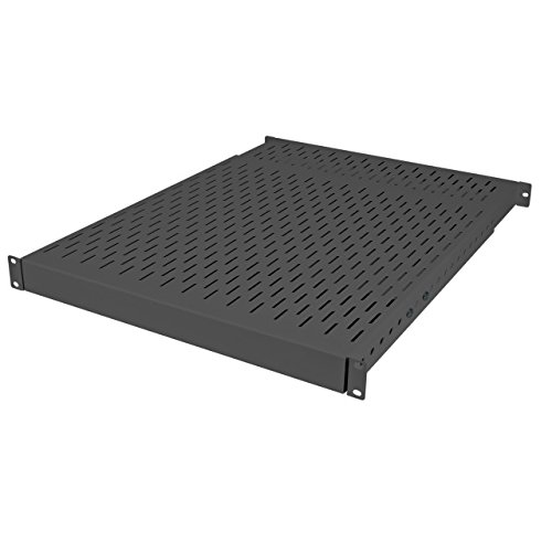 BIGtec 19" 1HE schwerlast Fachboden Ablageboden Einlageboden schwarz 500-900mm tiefenverstellbar Nutzbreite 445mm für Wandgehäuse Netzwerkschränke Serverschränke Rack-Rahmen RAL9005 Traglast 150kg