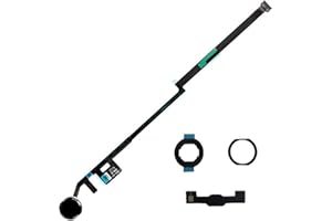 HQB-STAR Home Button Compatible with iPad 10.2" 2019/2020 (A2197, A2198, A2200, A2270, A2428, A2429, A2430) Flex Cable Connector+Bracket with Gasket and Waterproof Ring (Black)