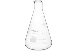 Labasics Erlenmeyerkolben aus Glas, Schmalmund Borosilikatglas Labor Kolben Erlenmeyer Flask mit Robustem Rand - 1L