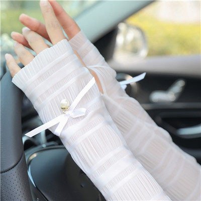LybCvad Gants de Protection Solaire d'été Femme Mince Section Anti-UV Conduire Long Manche de Glace Manchon Bras Manches Manchon Gants