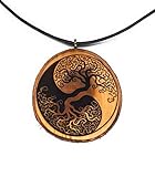  SOULSLICES Baum des Lebens 4 Holz-Kette - Vintage - Ethnoschmuck - Hippie - Boho - Statement - Yin Yang - Yoga - Wald - Waldschmuck - Amulett - Talisman - Holz-Anhänger - Männer -Frauen