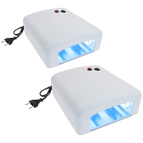 2x Smartfox UV Lichthärtungsgerät Lichthärtegerät mit Timer für Nägel, inkl. 4 UV-Röhren, weiß