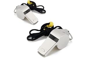2 Stück Edelstahl Trillerpfeifen mit Nylon Lanyard, Edelstahl-Sportpfeifen Laut und Klare Pfeifen für Sport, Notfälle und Outdoor-Aktivitäten