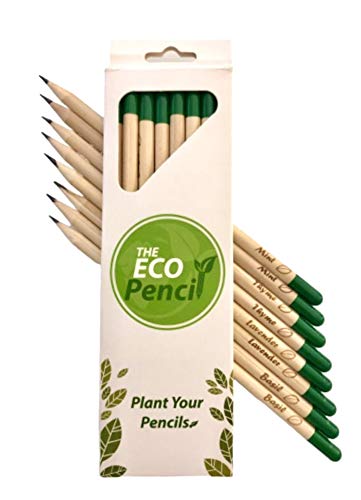 Paquete de 8 lápices de semillas de lápiz, lápices de grafito biodegradables plantables, madera natural sostenible, regalo respetuoso con el medio ambiente, incluye semillas de flores y hierbas