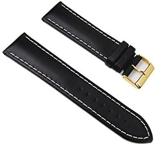 bovine-Rustica durable Leather Strap Replacement Band Watch Band Leather black leather 17671G, width:18mm