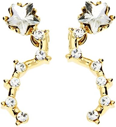 Mya Type Women's Ear Cuff Pin Star Stud Earrings with White Rhinestone Crystals White Gold MyAG Oohr/13B