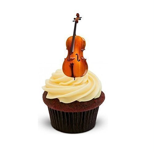 Die Backen Girls-Cello Musikinstrument, essbar, 12 Standup Kuchen-Deko, vorgeschnitten, essbar, Premium, 2 x A5, für 12 Bilder