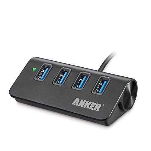 Anker Bus-Powered Mobiler USB 3.0 4-Port Hub, Aluminum Hub mit 0.6 m USB 3.0 Kabel designt für Apple MacBook, MacBook Air, MacBook Pro, MacMini, iMac, MacPro und PCs (Schwarz)