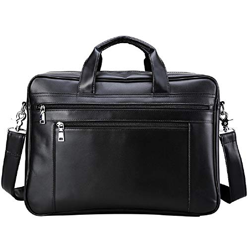 Preisvergleich Produktbild XWH Europäische und amerikanische Business-Ledertasche aus Leder, große Handtasche, Aktentasche, 17-Zoll-Computertasche, Gepäcktasche,Schwarz,cm
