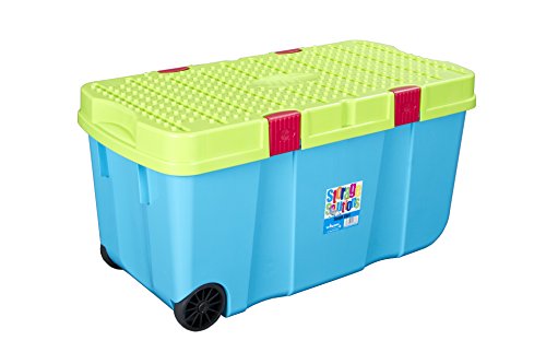 Wham 11883 Clipbox „Tough Cart“, 100 L, 80 x 40 x 40 cm, 2 Räder, blueberry-grün - 4
