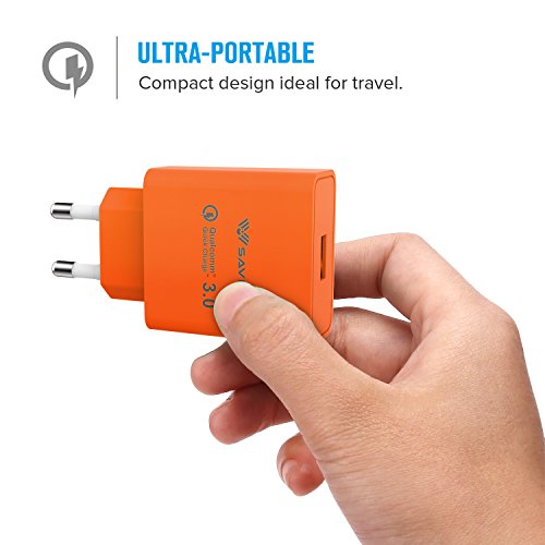 SAVFY USB Schnellladegerät [Qualcomm Quick Charge 3.0] 18W mit Mikro USB Schnellladekabel Highspeed USB Ladegerät für Smartphones & Tablets und andere USB ladende Geräte Orange - 7