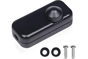 Aurahome Rotación Interna LED Interruptor de Dimmer 150W, Perilla Dimmer AC 220-240V, On/Off Giratorio Incorporado y Regulador de Luz Controlado Por Dimmbare LED/Halógenos, Negras