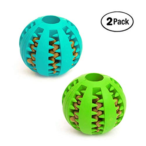 Bojafa Dog Toys Balls (2 Pack) Rubber Durable Dog Ball Teeth Cleaning Chewing Tough Dog IQ Toys for Dog Teeth Cleaning/Chewing/Playing/Treat Dispensing