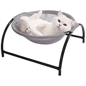 Qpets Cat Hammock Cats Resting Bed Free Standing Bed for Cat Detachable Cat Sleeping Hammock Pet Supplies Excellent Breathability Comfy Material Sturdy Construction Easy Assembly